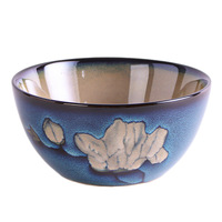 Vaisselle japonaise peinte à la main Magnolia couleur sous glaçure tournée au four, bol de nouilles et de riz créatif, assiette à poisson pour la fête