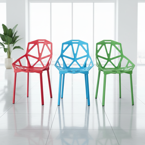 Chaise de salle à manger créative minimaliste en plastique pour adulte, chaise creuse, chaise de bureau, chaise géométrique, chaise créative, chaise de réception, chaise d'entrepôt - Product Image 2