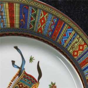 Promotionnel 4 pièces pouces Europe occidentale palais luxe cheval de guerre ensembles de salle à manger os porcelaine plats et assiettes - Product Image 6
