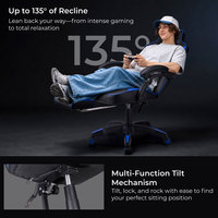 Chaise de jeu ergonomique en cuir PVC OEM ODM 90 ° -135 °   Chaise de bureau pivotante à 360 degrés avec accoudoirs et repose-pieds articulés