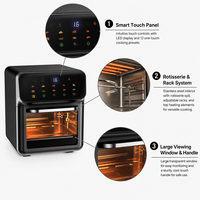 Friteuse à Air Électrique Entièrement Automatique et Intelligente, Grande Capacité de 10L, Four Multifonction Visuel et Multicouche pour la Maison