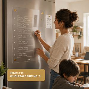 <span class=keywords><strong>Calendrier</strong></span> magnétique transparent en acrylique pour réfrigérateur, planificateur hebdomadaire et mensuel, tableau effaçable à sec avec 4 marqueurs pour l'organisation du réfrigérateur - Product Image 6