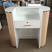 Bureau de réception moderne de luxe en MDF oblong Kisen, hauteur réglable, mobilier de bureau durable, couleur et taille personnalisées pour salon de beauté