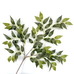 Hojas Verdes <span class=keywords><strong>Artificiales</strong></span> de Alta Calidad, Hoja de Árbol de Banyan Francés, Decoración para Jardín, Paisajismo y Bodas, Tallo de Vegetación - Product Image 3