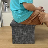 Pouf de rangement pliable en lin épais à carreaux, organisateur de vêtements, banc de canapé multifonctionnel et épaissi