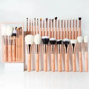 BEILI Professional Custom Pink Rose Gold Makeup Brushes High Quality Synthetic Goat Hair Set For Eye Body Makeup