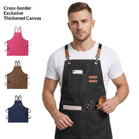 Tablier de travail sans manches en toile de coton épaisse avec poches, style moderne et minimaliste, anti-salissures, vente en gros, usage domestique, pour la préparation de thé au lait