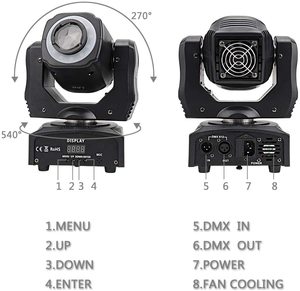 Nouvelle commande <span class=keywords><strong>DMX</strong></span> 30W <span class=keywords><strong>Spot</strong></span> coloré <span class=keywords><strong>LED</strong></span> 7 Gobos tête mobile avec son dj Disco lumières - Product Image 3