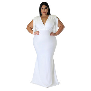 Abito Formale <span class=keywords><strong>da</strong></span> Donna Plus Size Stile Europeo-Americano, Nuovo Modello Sexy con Scollo a V Senza Maniche Aderente - Product Image 4