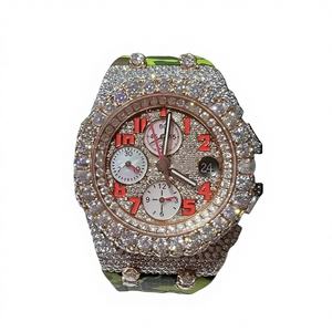 <b>Iced</b> Moissanite Diamond Stainless Steel Glass <b>Watch</b> 10 Bar Water Resistant Factory Direct Price Hip Hop Engagement Gift <b>Watch</b> - Product Image 1