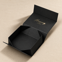 Boîte à rabat magnétique noire avec logo personnalisé, boîte d'emballage cosmétique, boîte à maquillage, boîte cadeau pliable, emballage pour vêtements