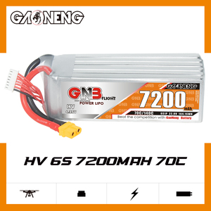 Batterie LiPo GNB LiHV 7200mAh 6S 22.8V 70C 140C XT60 avec cathode LiCoO2, 300 cycles, rechargeable pour voitures RC et bateaux - Product Image 2