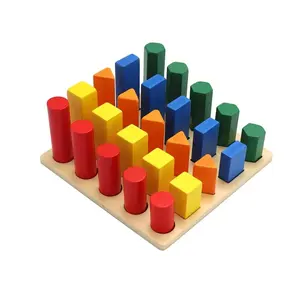 Montessori Material Geometry Ladder Blocks Toys For Child Wholesale Preschool Educational Learning Wooden Kids Toys Online