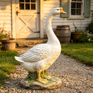Estatua <span class=keywords><strong>de</strong></span> Ganso Blanco Pintada a Mano en Resina, Escultura Resistente a la Intemperie, Adorno Realista para Jardín o Patio Trasero - Product Image 6