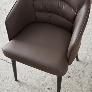 Sillas de Comedor de Cuero Marrón Suave de Estilo Europeo Tradicional Moderno, Sillas de Comedor Italianas de Lujo para Interiores - Product Image 5