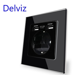 Delviz Europäische Steckdose, Gehärtetes Kristallglas-Panel, 5V Ladeanschluss, 16A Netzstecker EU-Standard <span class=keywords><strong>USB</strong></span>-Wandsteckdose - Product Image 3