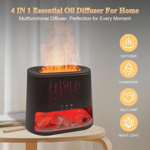 Himalaya muối đá Tinh dầu khuếch tán 4 trong 1 hương liệu tạo độ ẩm với ngọn lửa hiệu ứng ánh sáng ban đêm điều khiển từ xa - Product Image 3