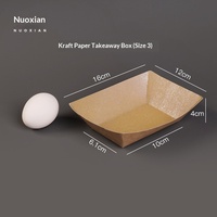 Boîtes jetables biodégradables en papier kraft, en forme de bateau, à ouverture supérieure, pour pop-corn, frites, ailes grillées, nuggets de poulet
