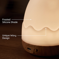 Veilleuse rechargeable en forme d'œuf, lampe de table portable RGB avec base en bois, lumière d'ambiance LED à commande tactile pour bureau