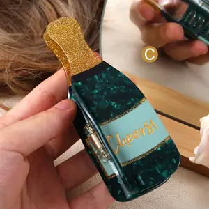 2024 Nieuwe Ontwerp Champagnefles Haarclip Mode Franse Acetaat Bierfles Haarklauw Clips Createive Vrouwen Grijp Clip