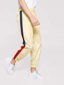 Pantaloni sportivi da uomo Streetwear all'ingrosso con pannelli laterali pantaloni sportivi in poliestere <span class=keywords><strong>bianco</strong></span> personalizzati - Product Image 4