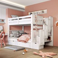 Lits superposés en bois pour enfants, faits à la main, avec escaliers