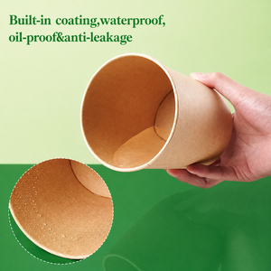 Ciotola per Zuppa in Carta Kraft Usa e Getta con Coperchio in PP, Contenitore Personalizzato Antisgocciolamento per Alimenti Caldi da <span class=keywords><strong>Asporto</strong></span> - Product Image 3