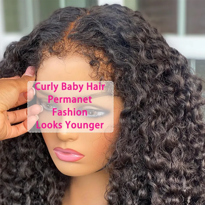 Natural Color HD Lace Front Kinky Edges Hairline Wig Curly Texture 13x4 Human Hair Lace Front Wig With Curly Baby Hair