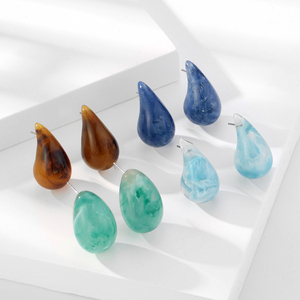 KJ Thiết Kế Ban Đầu Đồ Trang Sức Thời Trang Bông Tai Set Đá Cẩm Thạch Nhựa Waterdrop Stud Dangle Bông Tai - Product Image 1