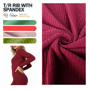 Tela de Punto Acanalado Chino Duradera y Agradable al Tacto, Tela de Punto Acanalado con Spandex para Ropa de Niños y Adultos - Product Image 1