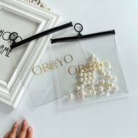 Pochette en plastique transparente avec logo doré personnalisé, sac en plastique durable, emballage pour cosmétiques, bijoux, petit sac à fermeture éclair en PVC transparent