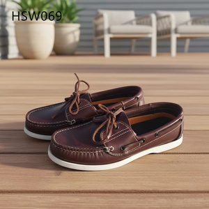 ZYF, Zapatos de Conducir de Cuero Premium de Horma Ancha, No Irritantes, Color Rojo Marrón, Resistentes al Desgaste, Minimalistas, Tipo Náuticos, Populares en Europa HSW069 - Product Image 1