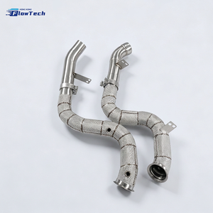 ท่อไอเสียดาวน์ไปป์แบบไหลสูงสำหรับ Mercedes Benz C63 W205 C63S GLC63 X253 M177 4.0L V8 Biturbo 304 สแตนเลส ติดตั้งได้โดยตรง - Product Image 6