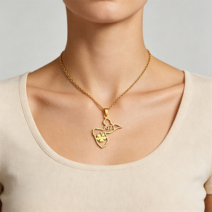 Nouveau collier pendentif pour hommes et femmes, motif îles de la <span class=keywords><strong>Guadeloupe</strong></span>, de la Martinique et de la Réunion, cocotier, gecko, fleur d'hibiscus - Product Image 4