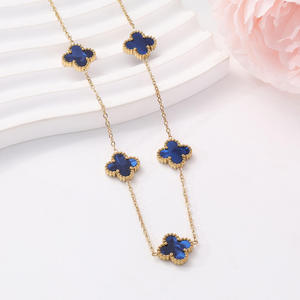 <span class=keywords><strong>Collana</strong></span> alla Moda in Acciaio Inossidabile Placcato Oro 18k, Trifoglio <span class=keywords><strong>a</strong></span> Quattro Foglie Bifacciale, <span class=keywords><strong>Collana</strong></span> Sportiva <span class=keywords><strong>a</strong></span> Forma di Bambù - Product Image 5