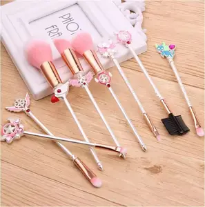 Conjunto de pincéis de maquiagem Cardcaptor Sakura para base de pó cosmético personalizado, 8 peças, desenho japonês, para presente de meninas