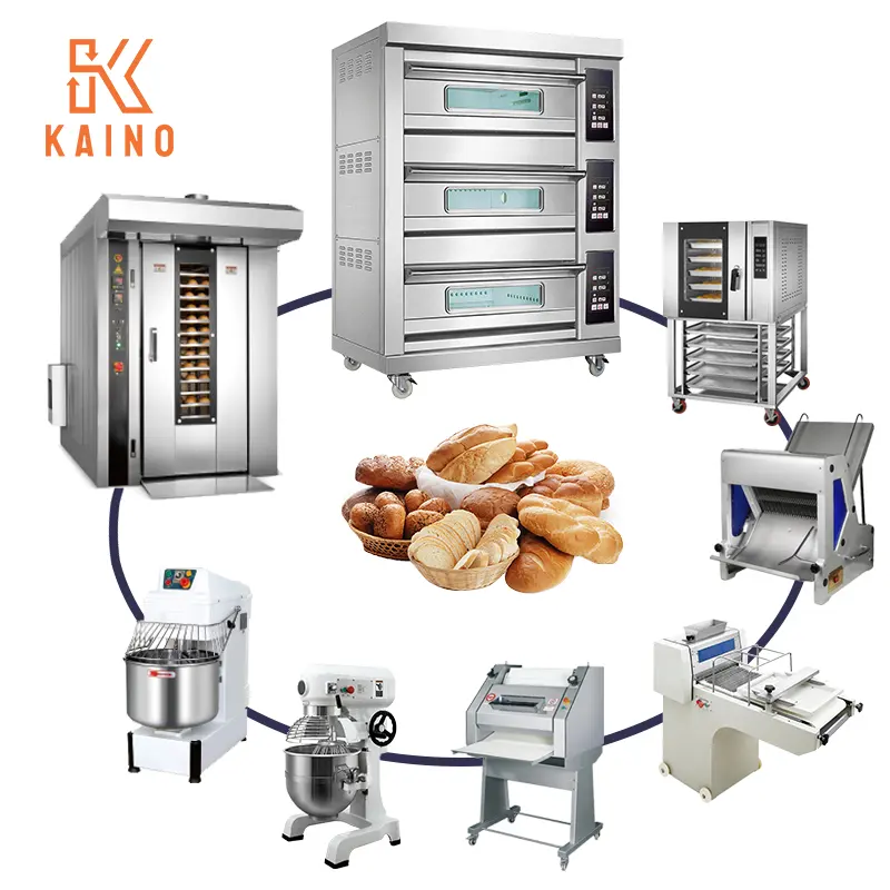 Kaino Roterende Oven Deeg Sheeter Verdeler Deegmixer Pizzaoven Commerciële Broodmachine Bakken Bakkerijapparatuur