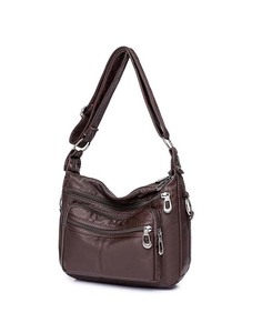 Sacs fourre-tout <span class=keywords><strong>en</strong></span> cuir souple pour femmes, sacs à main multi-poches, sac à bandoulière réglable avec fermeture éclair pour les voyages - Product Image 1