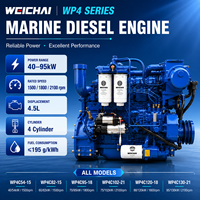 Motor Diésel Marino Weichai Serie WP4 de 4 Cilindros, Refrigerado por Agua, con Arranque Eléctrico, para Embarcaciones de Trabajo y Servicio