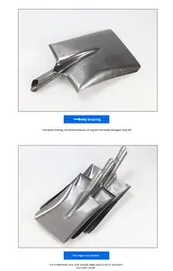 Pala <span class=keywords><strong>de</strong></span> Acero al Manganeso <span class=keywords><strong>de</strong></span> Cabeza Cuadrada <span class=keywords><strong>de</strong></span> Pequeño Tamaño, Color Natural Plata/Hojas Plateadas, Pala para Obras <span class=keywords><strong>de</strong></span> Construcción - Product Image 2