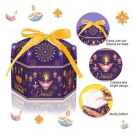Boîtes en papier hexagonales pour le festival Diwali avec ruban, boîte de cadeau pour bonbons, chocolats, emballage pour décorations de fête lumineuse