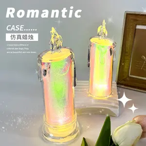 Candele senza fiamma a LED di lusso arcobaleno candele Decorative acriliche di lacrime di natale per la decorazione di bomboniere per feste di compleanno