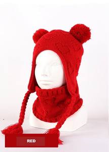 Gorro de punto para niños pequeños, conjuntos de calentador de cuello con forro polar cálido, gorro de invierno, conjunto de bufanda para niñas y niños - Product Image 2