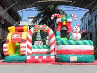 Parcours d'obstacles gonflable sur le thème de Noël, château gonflable extérieur décoré pour enfants, petite machine distributrice, jeux de carnaval, ballons