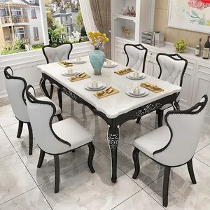 Modern Meja Makan Set Furniture Ruang Makan 6 Kursi Meja Makan Marmer CEDT008