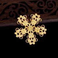 Beau métal décoratif plaqué or, composants de bijoux en laiton brillant, fleur en filigrane pour la décoration