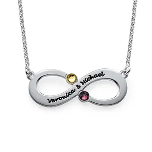 Personalized Sterling Silver Infinity Necklace With names Custom Birthstone Name Necklace Eternal Jewelry