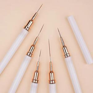 Juego de plumas de plástico para decoración de <span class=keywords><strong>uñas</strong></span> con punta de aguja, cinco piezas, portátiles, profesionales, estilo francés y japonés, plumas de gel degradado para dibujo de líneas - Product Image 3