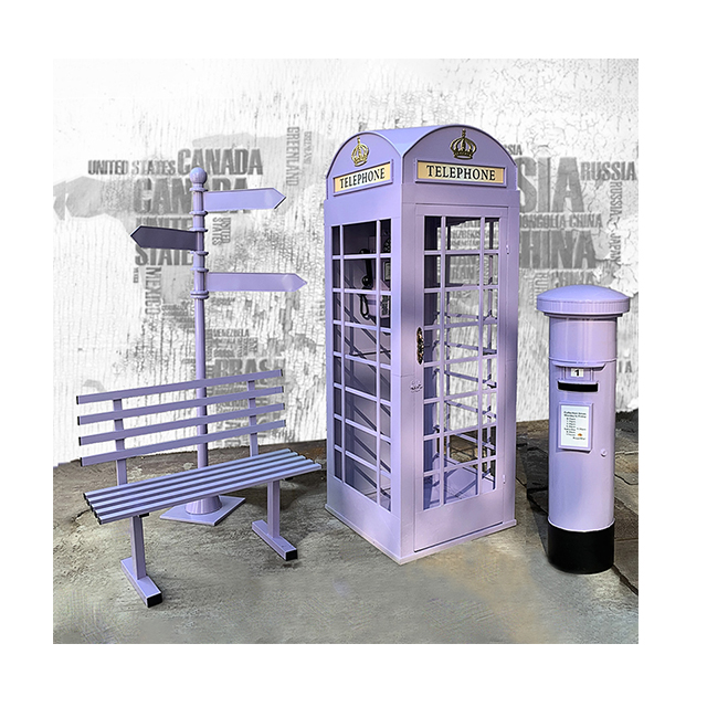 2024 gran oferta adorno estilo británico Rosa Londres cabina telefónica modelo de cabina telefónica de Londres para decoración al aire libre