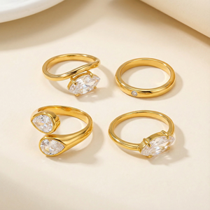 Stackable Luxury Stainless Steel Rings for Women 18K Gold Plated Cubic Zirconia Waterproof Tarnish Free Ring Jewelry Accessories - Product Image 4